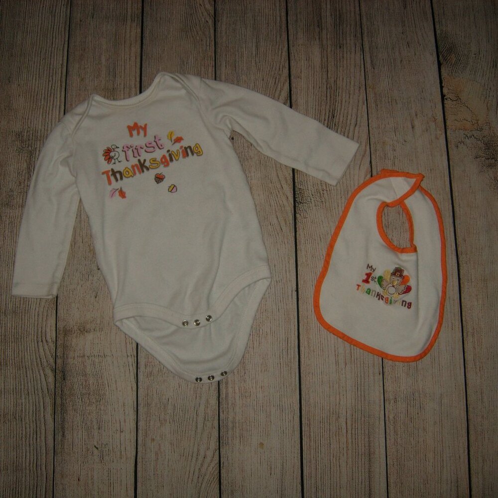 Baby's First Thanksgiving One Piece & Bib 18 Months